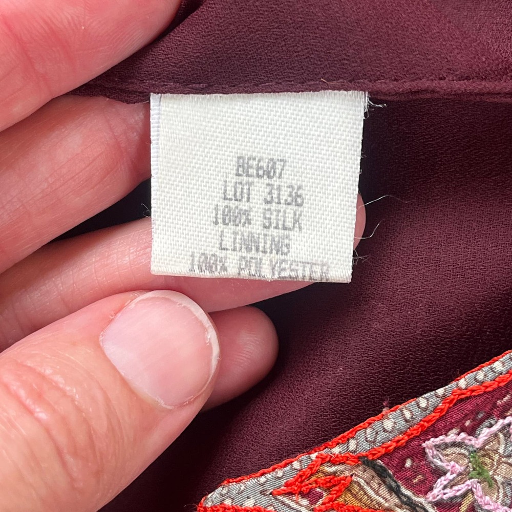 Cache Women's Vintage Sequined Boho Pants 100% Silk Size 2 - Picture 9 of 13